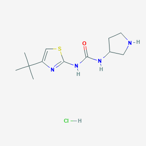 molecular formula C12H21ClN4OS B1452361 1-(4-(tert-Butyl)thiazol-2-yl)-3-(pyrrolidin-3-yl)urea hydrochloride CAS No. 1217125-14-8