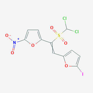 molecular formula C11H6Cl2INO6S B14523828 Furan, 2-[1-[(dichloromethyl)sulfonyl]-2-(5-iodo-2-furanyl)ethenyl]-5-nitro- CAS No. 62429-79-2
