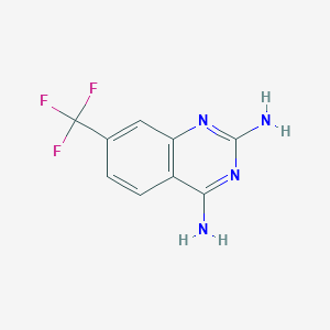molecular formula C9H7F3N4 B145239 2,4-Quinazolinediamine, 7-(trifluoromethyl)- CAS No. 139337-62-5