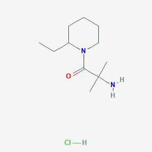 molecular formula C11H23ClN2O B1452399 2-Amino-1-(2-ethyl-1-piperidinyl)-2-methyl-1-propanone hydrochloride CAS No. 1219972-55-0