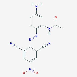 molecular formula C16H11N7O3 B14523996 N-{5-Amino-2-[(E)-(2,6-dicyano-4-nitrophenyl)diazenyl]phenyl}acetamide CAS No. 62554-59-0