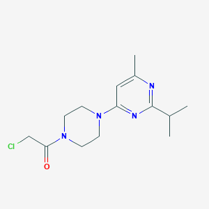 molecular formula C14H21ClN4O B1452465 2-氯-1-{4-[6-甲基-2-(丙烷-2-基)嘧啶-4-基]哌嗪-1-基}乙烷-1-酮 CAS No. 1306606-72-3