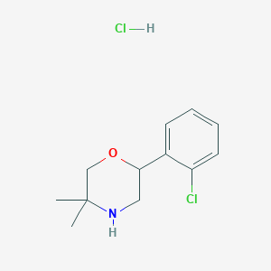 molecular formula C12H17Cl2NO B1452467 2-(2-Chlorophenyl)-5,5-dimethylmorpholine hydrochloride CAS No. 1311315-91-9