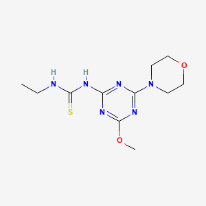 molecular formula C11H18N6O2S B14524816 N-Ethyl-N'-[4-methoxy-6-(morpholin-4-yl)-1,3,5-triazin-2-yl]thiourea CAS No. 62766-22-7