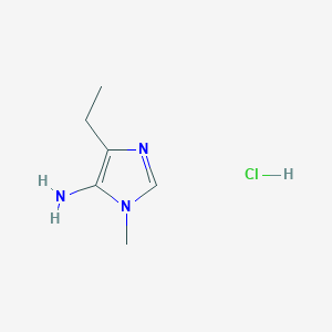 molecular formula C6H12ClN3 B1452508 4-ethyl-1-methyl-1H-imidazol-5-amine hydrochloride CAS No. 1333975-87-3