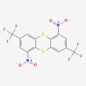 molecular formula C14H4F6N2O4S2 B14525138 1,6-Dinitro-3,8-bis(trifluoromethyl)thianthrene CAS No. 62796-18-3