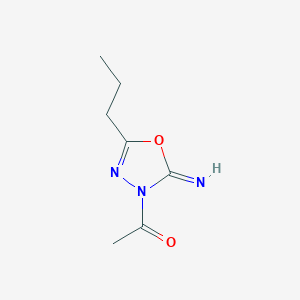 molecular formula C7H11N3O2 B145253 1-(2-Imino-5-propyl-1,3,4-oxadiazol-3-yl)ethanone CAS No. 127351-21-7