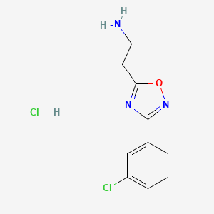 molecular formula C10H11Cl2N3O B1452534 2-[3-(3-Chlorophenyl)-1,2,4-oxadiazol-5-yl]ethan-1-amine hydrochloride CAS No. 1306605-82-2