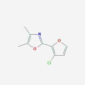 molecular formula C9H8ClNO2 B1452546 2-(3-氯呋喃-2-基)-4,5-二甲基-1,3-恶唑 CAS No. 1235440-67-1