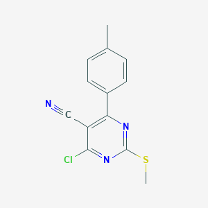 molecular formula C13H10ClN3S B145255 4-Chloro-5-cyano-2-methylthio-6-(p-tolyl)pyrimidine CAS No. 128640-74-4