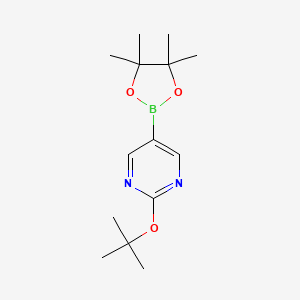 molecular formula C14H23BN2O3 B1452566 2-(Tert-butoxy)-5-(4,4,5,5-tetramethyl-1,3,2-dioxaborolan-2-YL)pyrimidine CAS No. 2223044-16-2