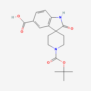 molecular formula C18H22N2O5 B1452567 1'-(Tert-butoxycarbonyl)-2-oxospiro[indoline-3,4'-piperidine]-5-carboxylic acid CAS No. 946135-52-0
