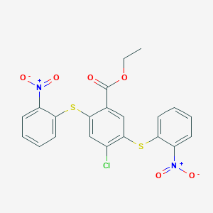 molecular formula C21H15ClN2O6S2 B14525671 Ethyl 4-chloro-2,5-bis[(2-nitrophenyl)sulfanyl]benzoate CAS No. 62486-41-3