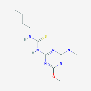 molecular formula C11H20N6OS B14525682 N-Butyl-N'-[4-(dimethylamino)-6-methoxy-1,3,5-triazin-2-yl]thiourea CAS No. 62734-53-6