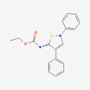 molecular formula C18H16N2O2S B14525837 Ethyl (2,4-diphenyl-1,2-thiazol-5(2H)-ylidene)carbamate CAS No. 62538-73-2