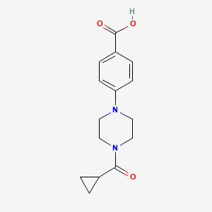 molecular formula C15H18N2O3 B1452601 4-(4-Cyclopropanecarbonyl-piperazin-1-yl)-benzoic acid CAS No. 1018631-34-9