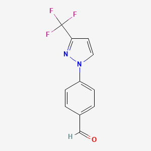 molecular formula C11H7F3N2O B1452607 4-[3-(trifluoromethyl)-1H-pyrazol-1-yl]benzaldehyde CAS No. 1172278-17-9