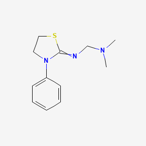 molecular formula C12H17N3S B14526281 N,N-Dimethyl-1-[(3-phenyl-1,3-thiazolidin-2-ylidene)amino]methanamine CAS No. 62471-64-1