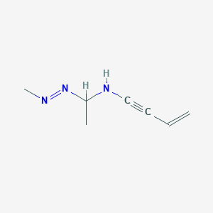 molecular formula C7H11N3 B14526299 N-{1-[(E)-Methyldiazenyl]ethyl}but-3-en-1-yn-1-amine CAS No. 62655-38-3
