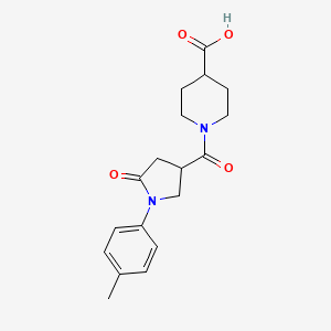 molecular formula C18H22N2O4 B1452631 1-{[1-(4-Methylphenyl)-5-oxopyrrolidin-3-yl]carbonyl}piperidine-4-carboxylic acid CAS No. 1010929-78-8