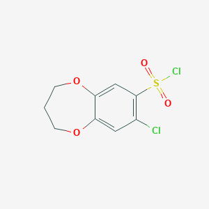 molecular formula C9H8Cl2O4S B1452636 8-chloro-3,4-dihydro-2H-1,5-benzodioxepine-7-sulfonyl chloride CAS No. 1152581-36-6