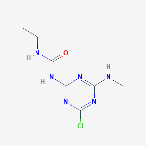 molecular formula C7H11ClN6O B14526424 N-[4-Chloro-6-(methylamino)-1,3,5-triazin-2-yl]-N'-ethylurea CAS No. 62734-50-3