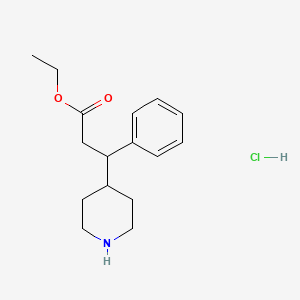 molecular formula C16H24ClNO2 B1452644 Ethyl 3-phenyl-3-(piperidin-4-yl)propanoate hydrochloride CAS No. 1171672-92-6