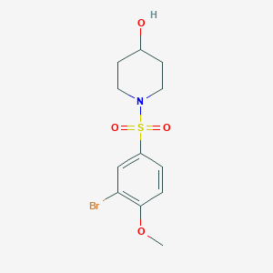 molecular formula C12H16BrNO4S B1452661 1-((3-Bromo-4-methoxyphenyl)sulfonyl)piperidin-4-ol CAS No. 1154140-58-5