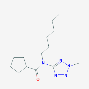molecular formula C14H25N5O B14527080 N-Hexyl-N-(2-methyl-2H-tetrazol-5-yl)cyclopentanecarboxamide CAS No. 62400-24-2