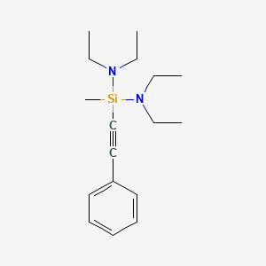 molecular formula C17H28N2Si B14527112 N,N,N',N'-Tetraethyl-1-methyl-1-(phenylethynyl)silanediamine CAS No. 62593-93-5