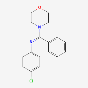 molecular formula C17H17ClN2O B14527146 Morpholine, 4-[[(4-chlorophenyl)imino]phenylmethyl]- CAS No. 62718-44-9