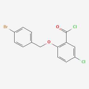 B1452724 2-[(4-Bromobenzyl)oxy]-5-chlorobenzoyl chloride CAS No. 1160260-44-5