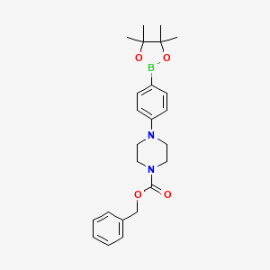 molecular formula C24H31BN2O4 B1452727 Benzyl 4-(4-(4,4,5,5-tetramethyl-1,3,2-dioxaborolan-2-yl)phenyl)piperazine-1-carboxylate CAS No. 1150561-68-4