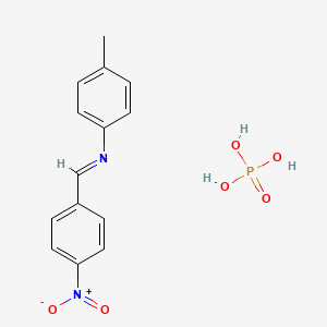 molecular formula C14H15N2O6P B14527399 N-(4-methylphenyl)-1-(4-nitrophenyl)methanimine;phosphoric acid CAS No. 62729-83-3