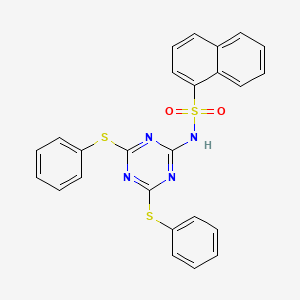 molecular formula C25H18N4O2S3 B14527549 N-[4,6-Bis(phenylsulfanyl)-1,3,5-triazin-2-yl]naphthalene-1-sulfonamide CAS No. 62752-14-1