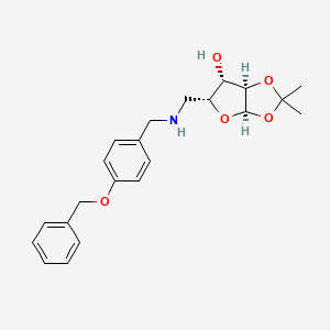 molecular formula C22H27NO5 B1452762 (3aR,5R,6S,6aR)-5-[({[4-(benzyloxy)phenyl]methyl}amino)methyl]-2,2-dimethyl-tetrahydro-2H-furo[2,3-d][1,3]dioxol-6-ol CAS No. 1820574-24-0