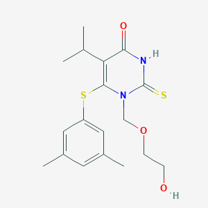 molecular formula C18H24N2O3S2 B145277 5-Isopropyl-1-((hydroxyethoxy)methyl)-6-(3,5-dimethylphenythio)-2-thiouracil CAS No. 137897-89-3