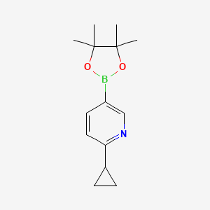 molecular formula C14H20BNO2 B1452772 2-Cyclopropyl-5-(4,4,5,5-tetramethyl-1,3,2-dioxaborolan-2-yl)pyridine CAS No. 893567-09-4
