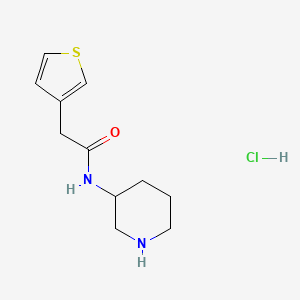 molecular formula C11H17ClN2OS B1452774 N-(Piperidin-3-yl)-2-(thiophen-3-yl)acetamide hydrochloride CAS No. 1185319-51-0
