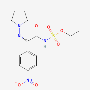 molecular formula C14H18N4O6S B14527986 Ethyl {(4-nitrophenyl)[(pyrrolidin-1-yl)imino]acetyl}sulfamate CAS No. 62442-39-1