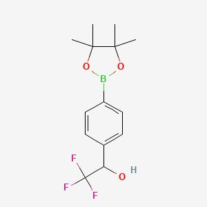 molecular formula C14H18BF3O3 B1452806 2,2,2-Trifluoro-1-(4-(4,4,5,5-tetramethyl-1,3,2-dioxaborolan-2-yl)phenyl)ethanol CAS No. 887781-87-5