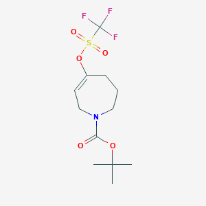 molecular formula C12H18F3NO5S B1452814 tert-butyl 5-(trifluoromethylsulfonyloxy)-2,3,4,7-tetrahydro-1H-azepine-1-carboxylate CAS No. 188975-73-7