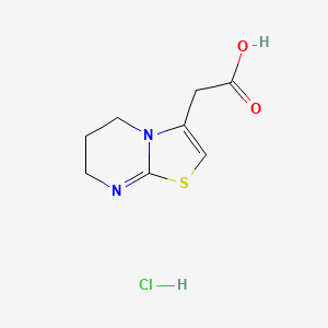 molecular formula C8H11ClN2O2S B1452821 6,7-Dihydro-5H-[1,3]thiazolo[3,2-a]pyrimidin-3-ylacetic acid hydrochloride CAS No. 76629-24-8