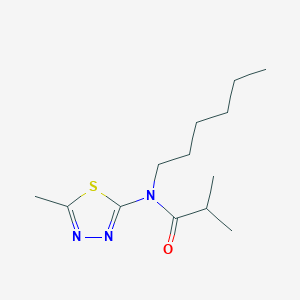 molecular formula C13H23N3OS B14528302 N-Hexyl-2-methyl-N-(5-methyl-1,3,4-thiadiazol-2-YL)propanamide CAS No. 62347-20-0