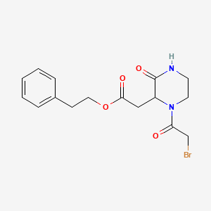 molecular formula C16H19BrN2O4 B1452832 Phenethyl 2-[1-(2-bromoacetyl)-3-oxo-2-piperazinyl]acetate CAS No. 1219391-50-0