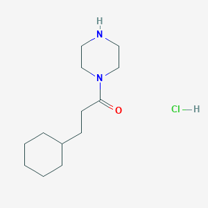 molecular formula C13H25ClN2O B1452834 3-Cyclohexyl-1-(piperazin-1-yl)propan-1-one hydrochloride CAS No. 1193390-33-8