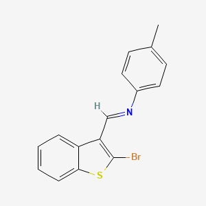 molecular formula C16H12BrNS B14528527 Benzenamine, N-[(2-bromobenzo[b]thien-3-yl)methylene]-4-methyl- CAS No. 62542-50-1