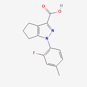 molecular formula C14H13FN2O2 B1452858 1-(2-fluoro-4-methylphenyl)-1H,4H,5H,6H-cyclopenta[c]pyrazole-3-carboxylic acid CAS No. 1039900-17-8