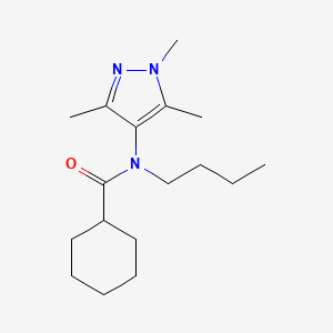 molecular formula C17H29N3O B14528649 N-Butyl-N-(1,3,5-trimethyl-1H-pyrazol-4-yl)cyclohexanecarboxamide CAS No. 62400-02-6