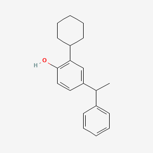 molecular formula C20H24O B14529016 Phenol, 2-cyclohexyl-4-(1-phenylethyl)- CAS No. 62737-77-3
